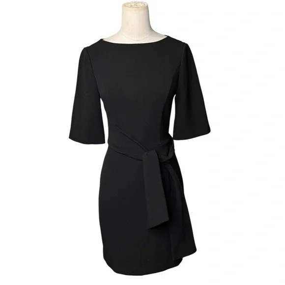 Alice + Olivia Virgil Boat Neck Wrap Dress Black Sz 2 - Picture 3 of 10